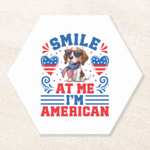 Patriotic Beagle Dog for 4th Of July Paper Coaster