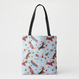 Patriotic Beagle Dog Pattern Tote Bag