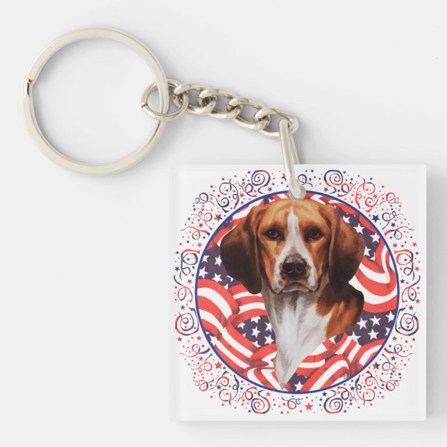 Patriotic Beagle Key Ring (Front)
