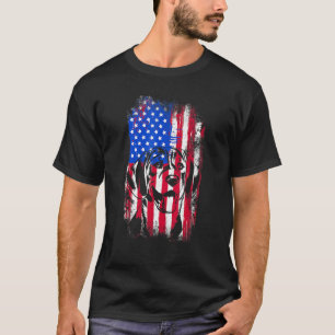Patriotic Beagle Retro American Flag Dog Dad T-Shirt