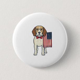 Patriotic Beagle with Flag Vintage Vector Art_1 6 Cm Round Badge