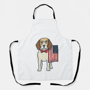 Patriotic Beagle with Flag Vintage Vector Art_1 Apron