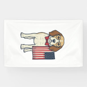 Patriotic Beagle with Flag Vintage Vector Art_1 Banner