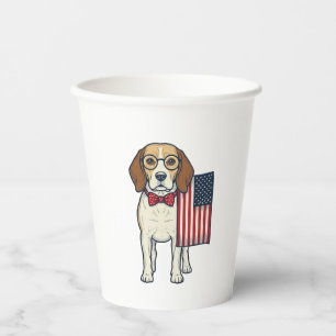 Patriotic Beagle with Flag Vintage Vector Art_1 Paper Cups