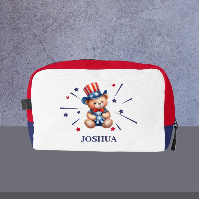 Patriotic Bear Personalised Kids Name Dopp Kit (Patriotic Bear Personalized Kids Name Dopp Kit
)