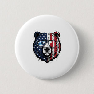 Patriotic Bear Sunglasses Vintage Vector Shirt_1 6 Cm Round Badge