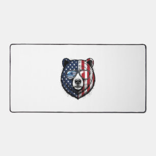 Patriotic Bear Sunglasses Vintage Vector Shirt_1 Desk Mat
