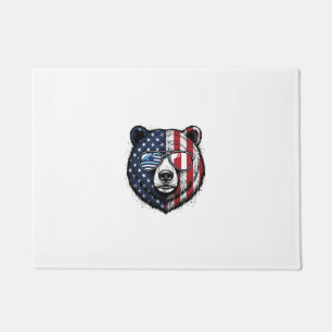 Patriotic Bear Sunglasses Vintage Vector Shirt_1 Doormat
