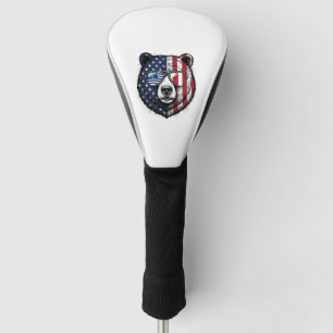 Patriotic Bear Sunglasses Vintage Vector Shirt_1 Golf Head Cover