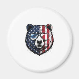 Patriotic Bear Sunglasses Vintage Vector Shirt_1 Magnet