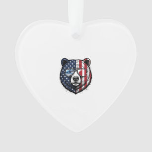 Patriotic Bear Sunglasses Vintage Vector Shirt_1 Ornament