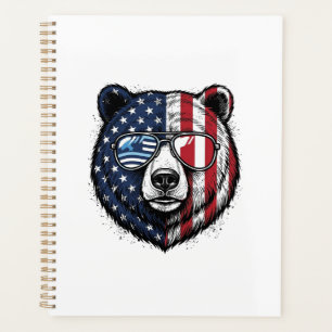 Patriotic Bear Sunglasses Vintage Vector Shirt_1 Planner