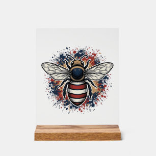 Patriotic Bee Vintage Engraving Vector Design_1 Acrylic Sign