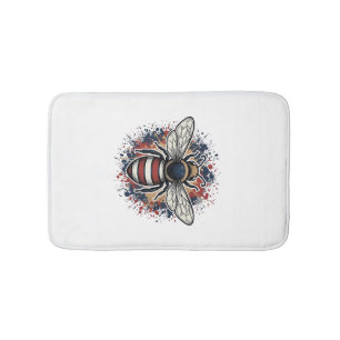 Patriotic Bee Vintage Engraving Vector Design_1 Bath Mat