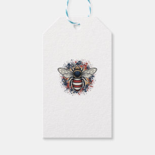Patriotic Bee Vintage Engraving Vector Design_1 Gift Tags