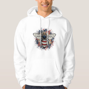 Patriotic Bee Vintage Engraving Vector Design_1 Hoodie