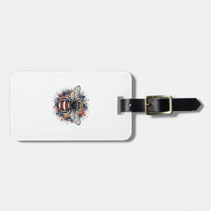Patriotic Bee Vintage Engraving Vector Design_1 Luggage Tag