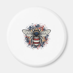 Patriotic Bee Vintage Engraving Vector Design_1 Magnet
