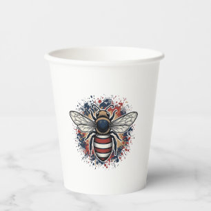 Patriotic Bee Vintage Engraving Vector Design_1 Paper Cups