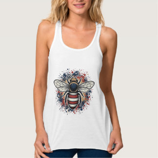 Patriotic Bee Vintage Engraving Vector Design_1 Singlet
