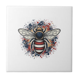 Patriotic Bee Vintage Engraving Vector Design_1 Tile