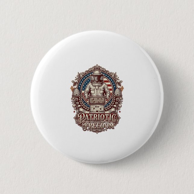 Patriotic Beekeeper Vector Graphic Tee 6 Cm Round Badge (Front)