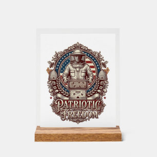 Patriotic Beekeeper Vector Graphic Tee Acrylic Sign
