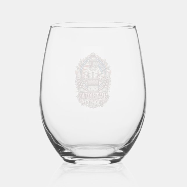 Patriotic Beekeeper Vector Graphic Tee Stemless Wine Glass (Front)