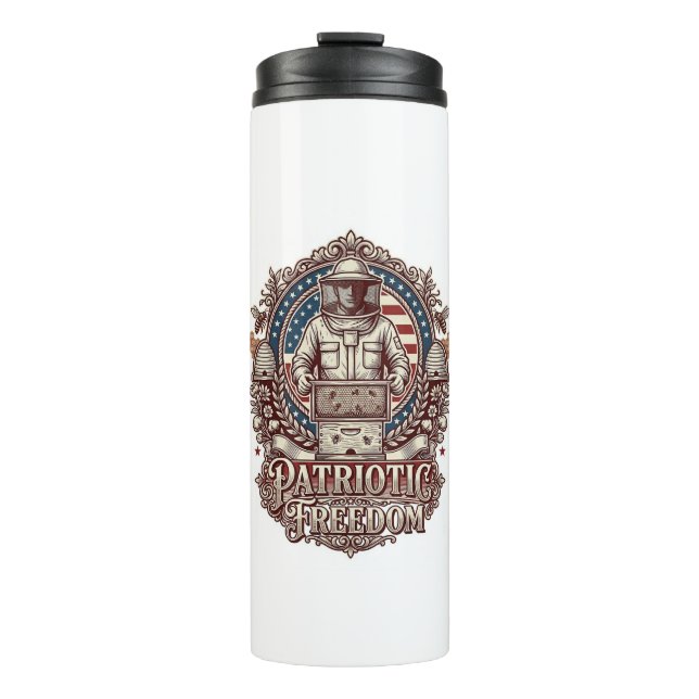 Patriotic Beekeeper Vector Graphic Tee Thermal Tumbler (Front)