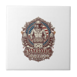 Patriotic Beekeeper Vector Graphic Tee Tile