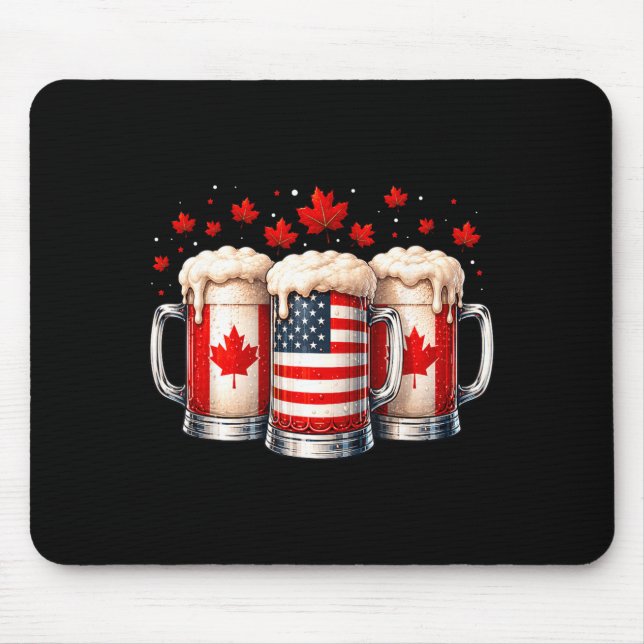 Patriotic Beer Canada Usa Flag Maple Leaf Canadian Mouse Pad (Front)