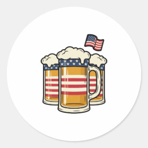 Patriotic Beer Mug Vintage Vector Design_1 Classic Round Sticker