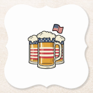 Patriotic Beer Mug Vintage Vector Design_1 Paper Coaster