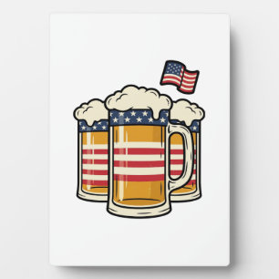 Patriotic Beer Mug Vintage Vector Design_1 Plaque