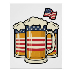 Patriotic Beer Mug Vintage Vector Design_1 Poster
