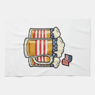 Patriotic Beer Mug Vintage Vector Design_1 Tea Towel