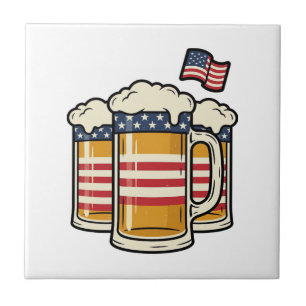 Patriotic Beer Mug Vintage Vector Design_1 Tile