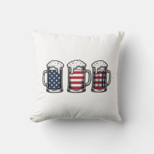 Patriotic Beer Mugs Vintage Vector Shirt Design_1 Cushion