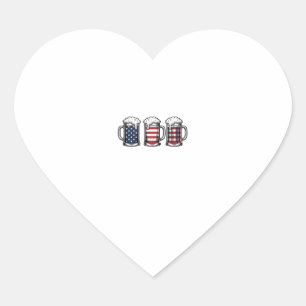 Patriotic Beer Mugs Vintage Vector Shirt Design_1 Heart Sticker