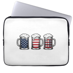 Patriotic Beer Mugs Vintage Vector Shirt Design_1 Laptop Sleeve