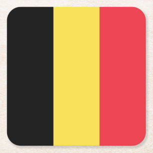 Patriotic Belgian Flag Square Paper Coaster