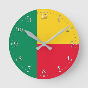Patriotic Benin Flag Round Clock