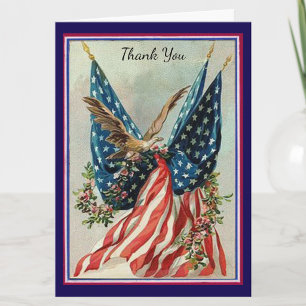 Patriotic Bereavement American Flag and Eagle  Thank You Card