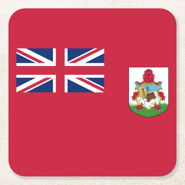Patriotic Bermuda Flag Square Paper Coaster (Front)