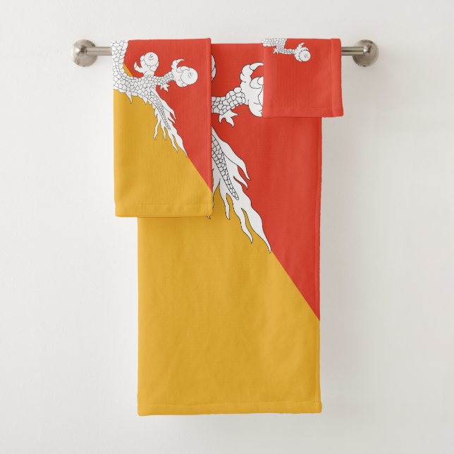 Patriotic Bhutan Flag Bath Towel Set (Insitu)