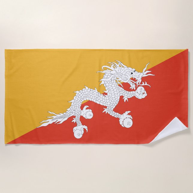 Patriotic Bhutan Flag Beach Towel (Front)