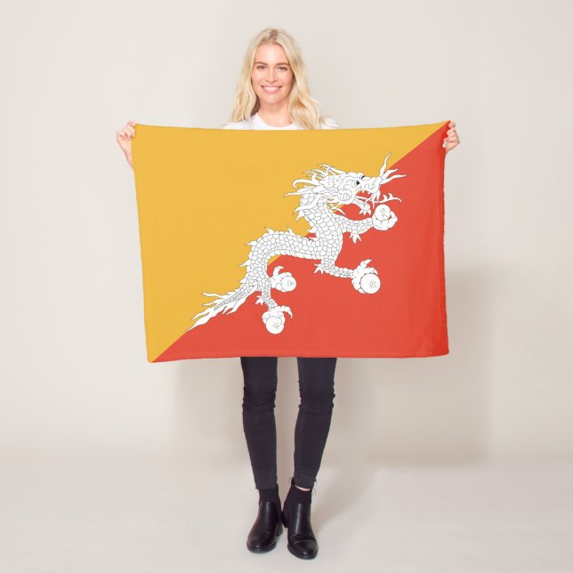Patriotic Bhutan Flag Fleece Blanket (In Situ)
