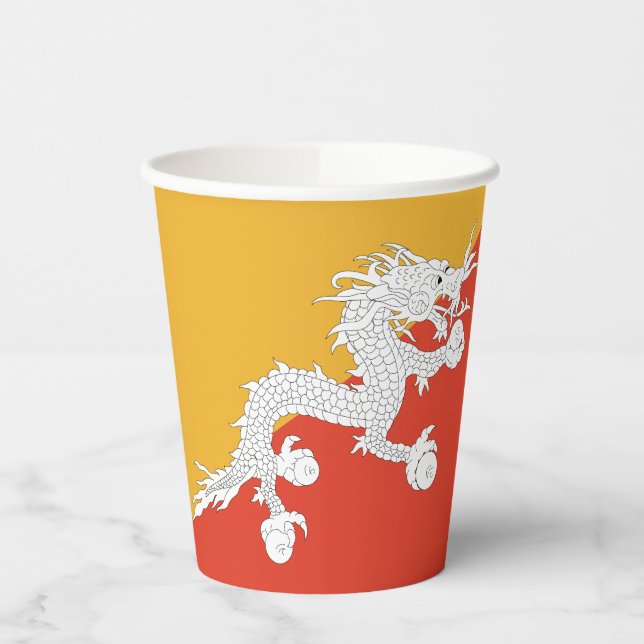 Patriotic Bhutan Flag Paper Cups (Left)