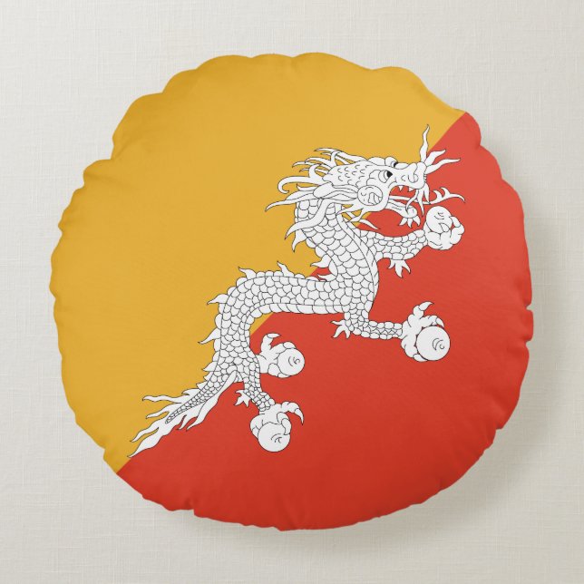 Patriotic Bhutan Flag Round Cushion (Front)