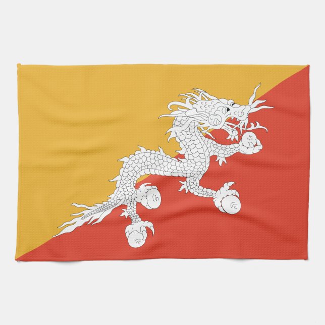 Patriotic Bhutan Flag Tea Towel (Horizontal)